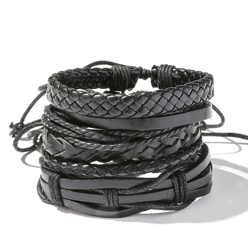 Retro Personalized Cowhide Punk Bracelet Bracelet Multi-layer Braided Leather Bracelet Diy Five-piece Leather Bracelet