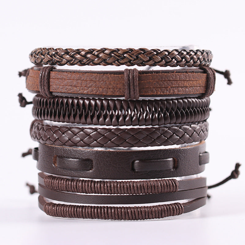 Vintage Men's Leather Bracelet European And American Woven Suit Carrying Strap