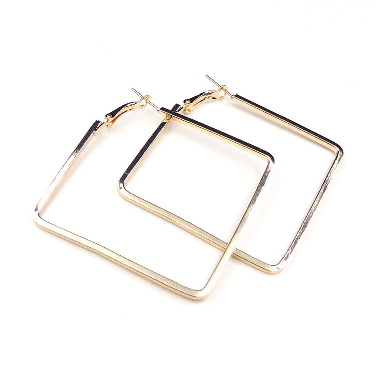 Large Square Earrings With Exaggerated Personality