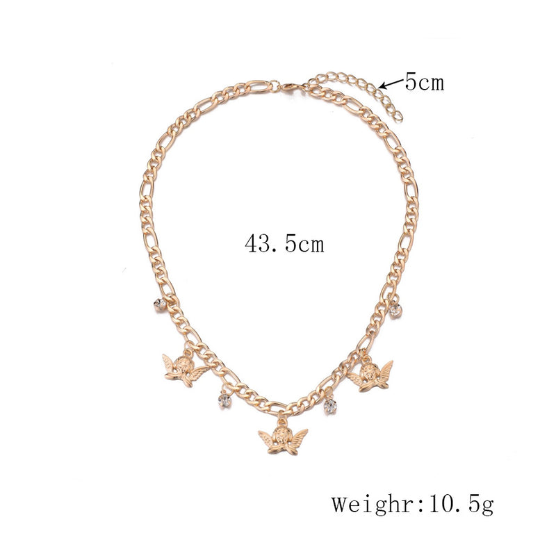 Angel Butterfly Rhinestone Necklace Female Creative Fashion Clavicle Chain