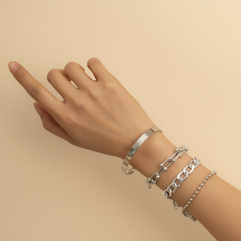 Fashion Creative U-Shaped Buckle Round Bead Chain Bracelet Simple Round Ring Bracelet Bracelet Women