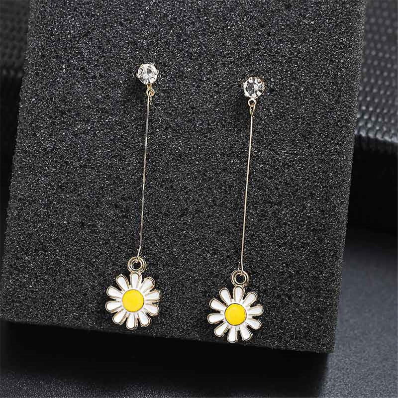 Simple Elegant Flower Ear Line Long Earrings For Women Fashion Jewelry Sweet Drop Pendientes Mujer Moda