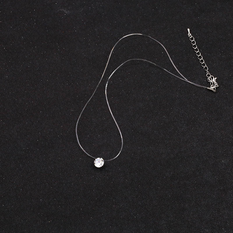 Korean version of the creative transparent fishing line invisible necklace with diamond zircon clavicle chain