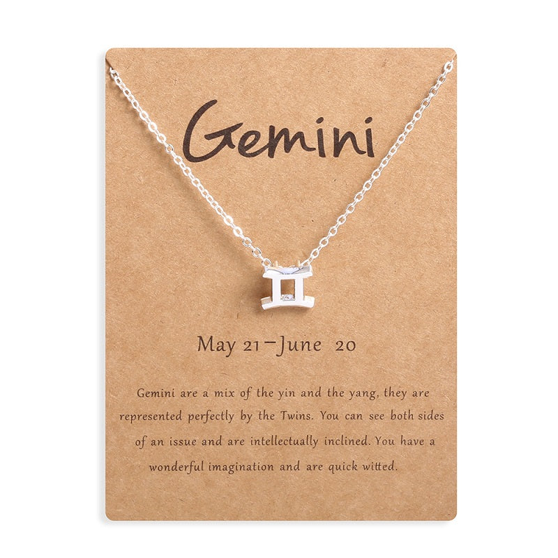 12 Zodiac Sign Necklaces With Gift Card Constellations Pendant Necklace Jewelry