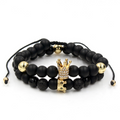 Black Matte Zircon Crown Volcanic Stone Bracelet