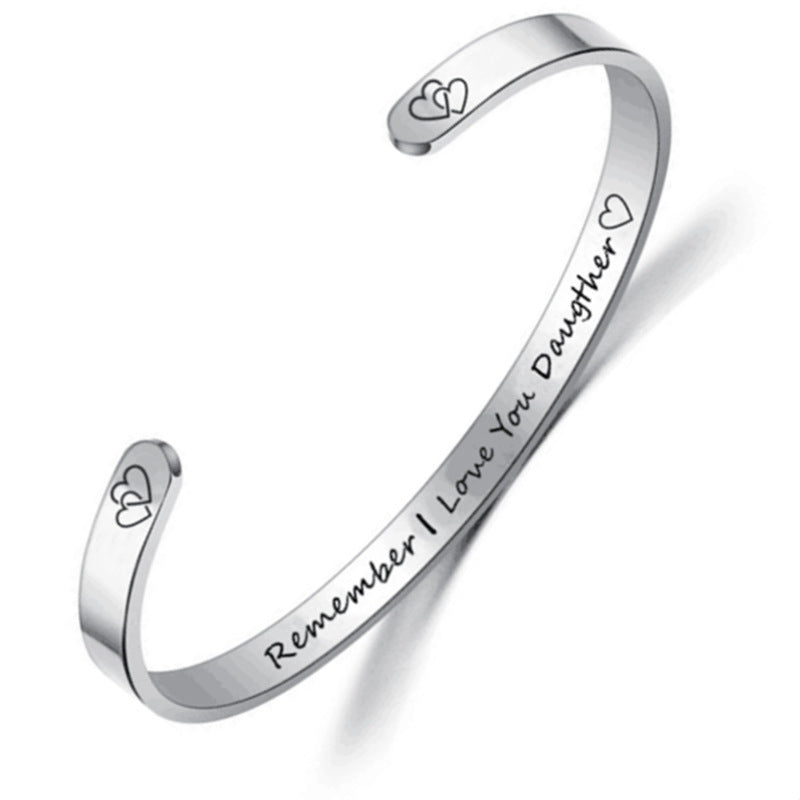 Stainless Steel C-shaped Engraved Bracelet Ring