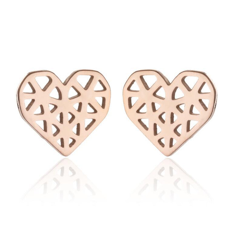 Stainless Steel Hollow Love Stud Earrings