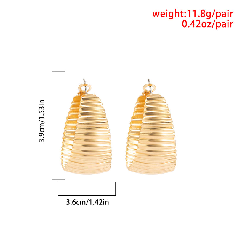 Exaggerated Punk Metal Striped Geometric C-shaped Earrings