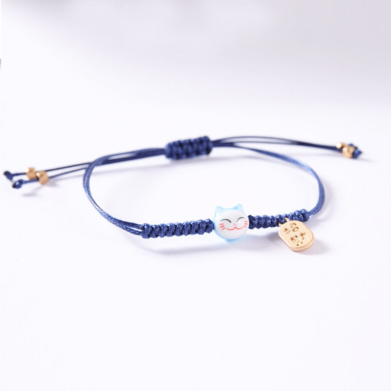 Red String Woven Lucky Cat Bracelet
