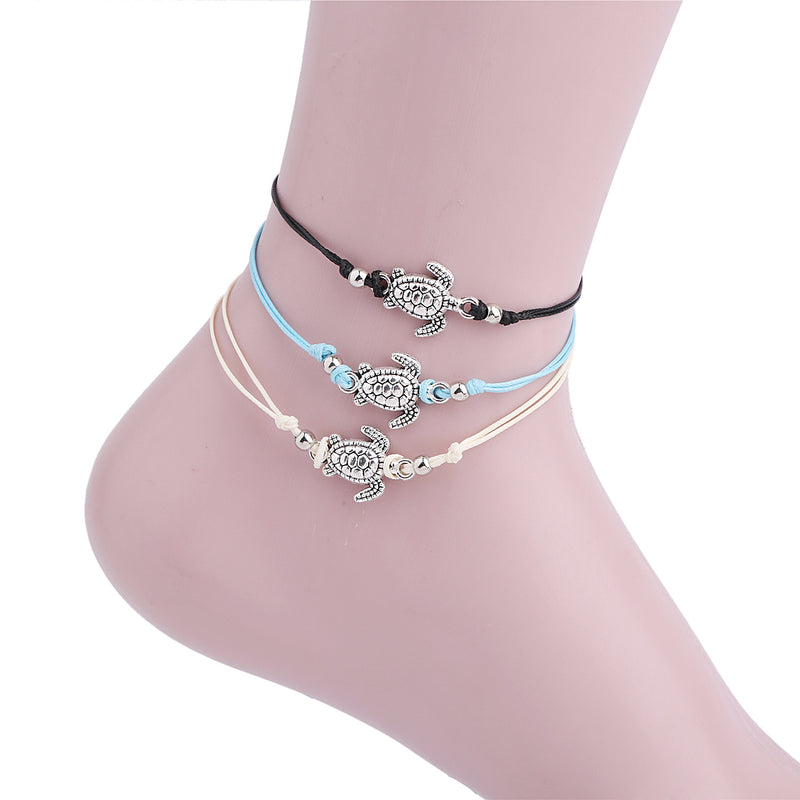 Conch starfish pendant rice bead anklet