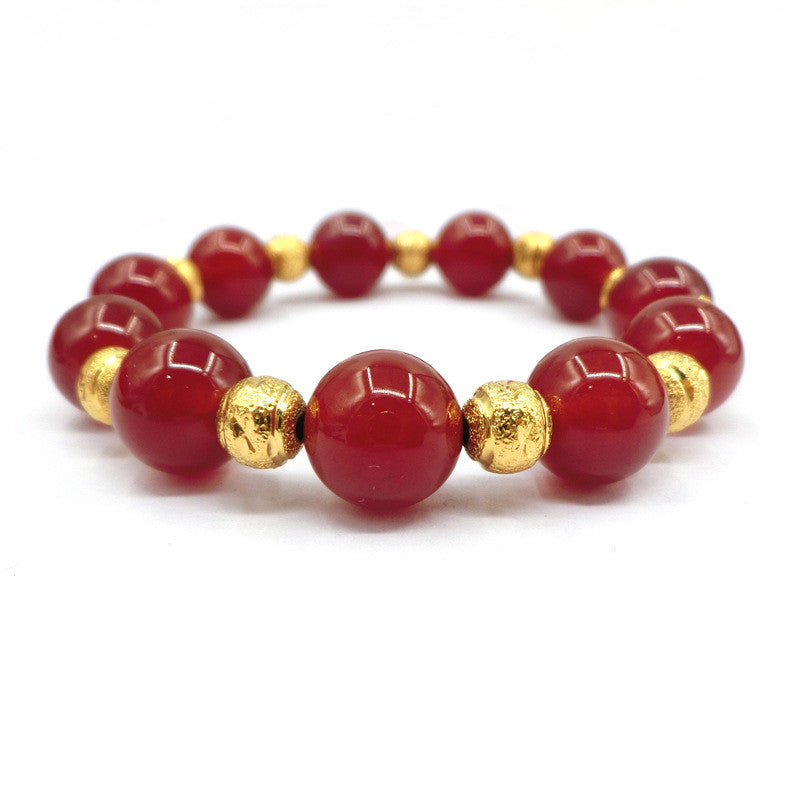 Ladies Hand String With Red Agate Stone Beads