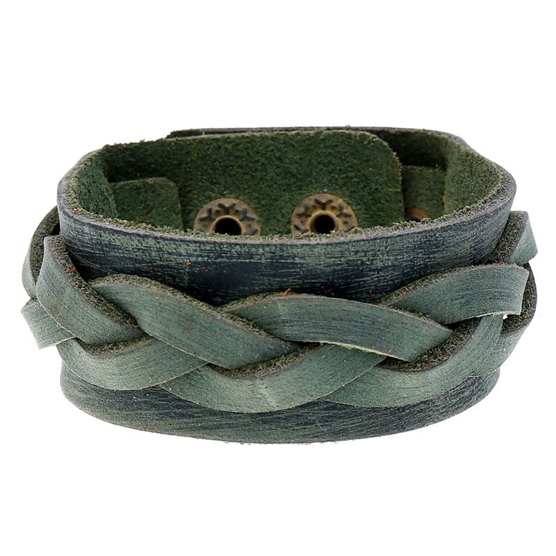 Ancient Ethnic Style Woven Bracelet Simple And Versatile Men's Cowhide Bracelet