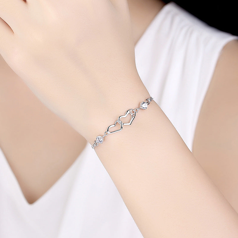 Simple happiness signal heart-shaped 925 bracelet