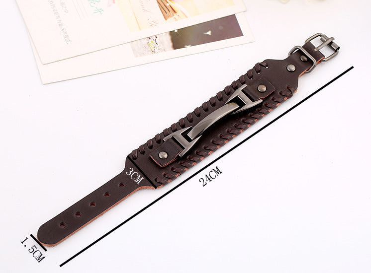 Leather wide bracelet punk alloy accessories men's leather bracelet
