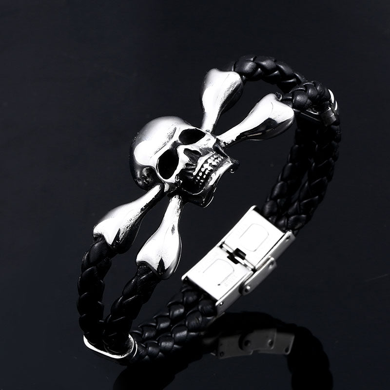 Leather skull bracelet