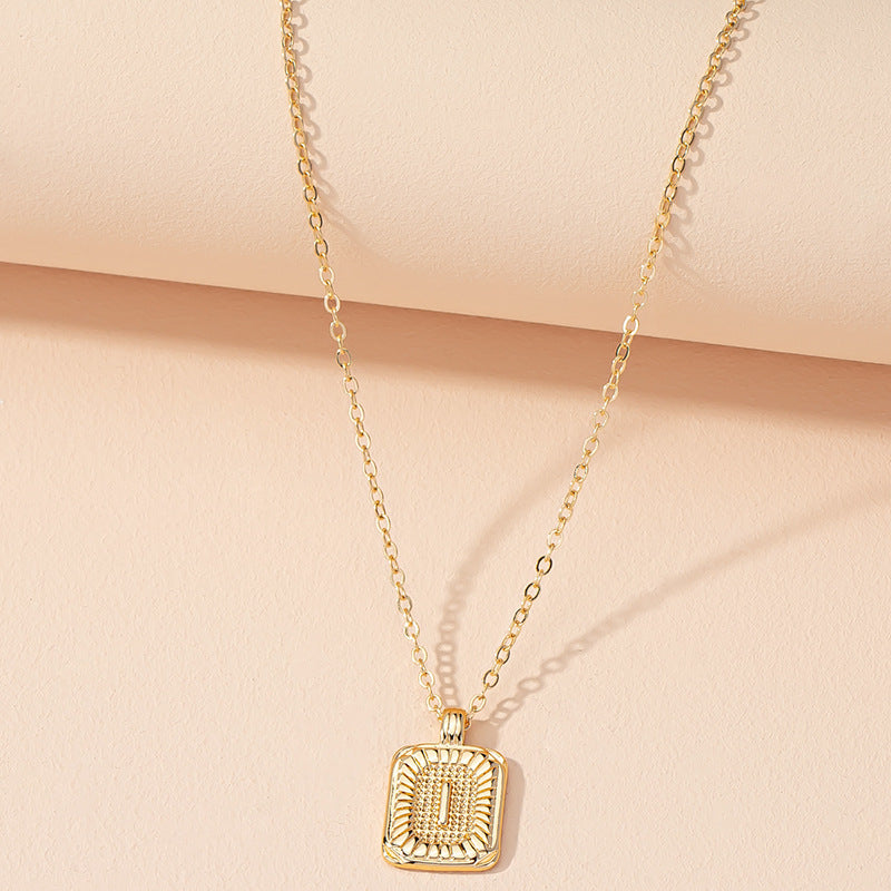 Japanese And Korean Ins Style Simple Square Brand 26 English Alphabet Necklace