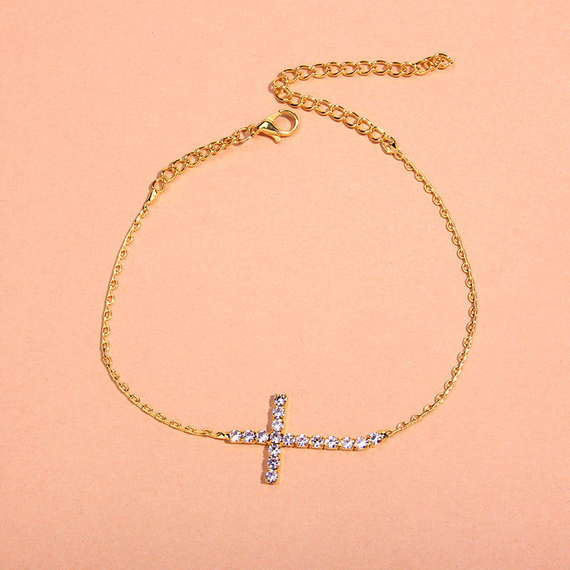 Retro Single Layer Cross Anklet