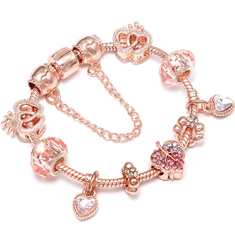 Rose Series Princess Crown Pendant Lady Bracelet