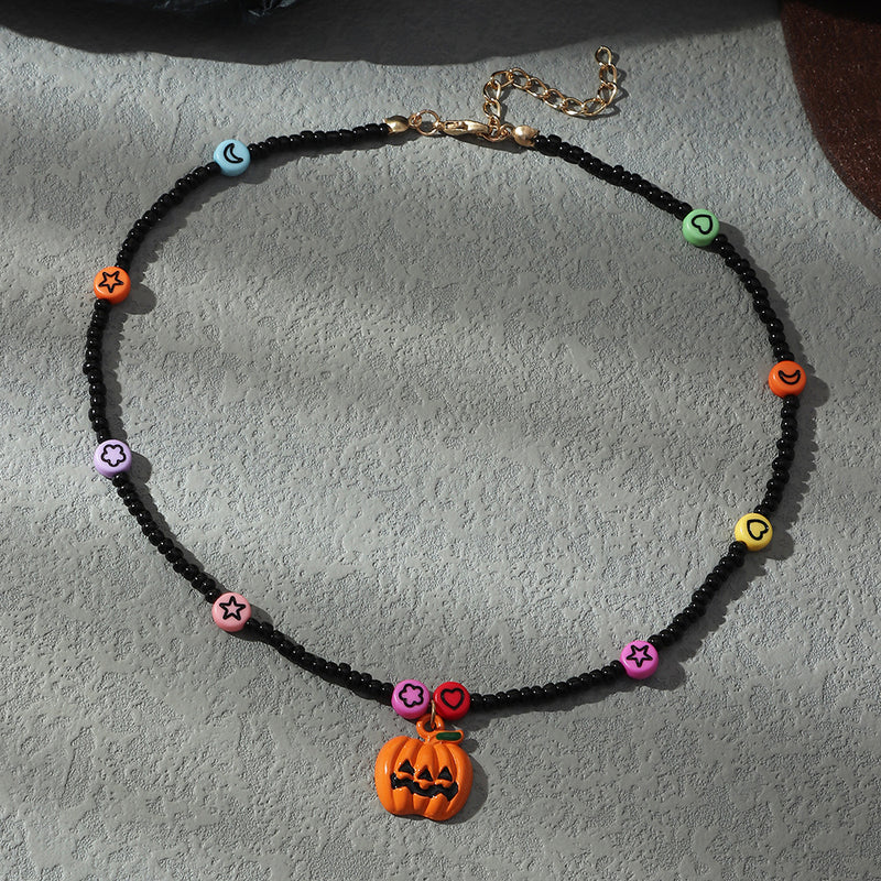 Dark Halloween Rice Bead Necklace Personality Hand Wea