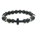 Cross Bracelet 8MM Men's Matte Volcanic Stone