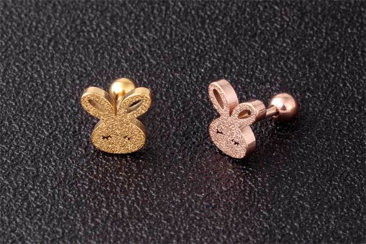 New Fashion Frosted Rabbit Female Hypoallergenic Titanium Steel Earrings