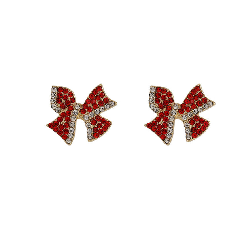 Red Super Flash Bow Stud Earrings Compact