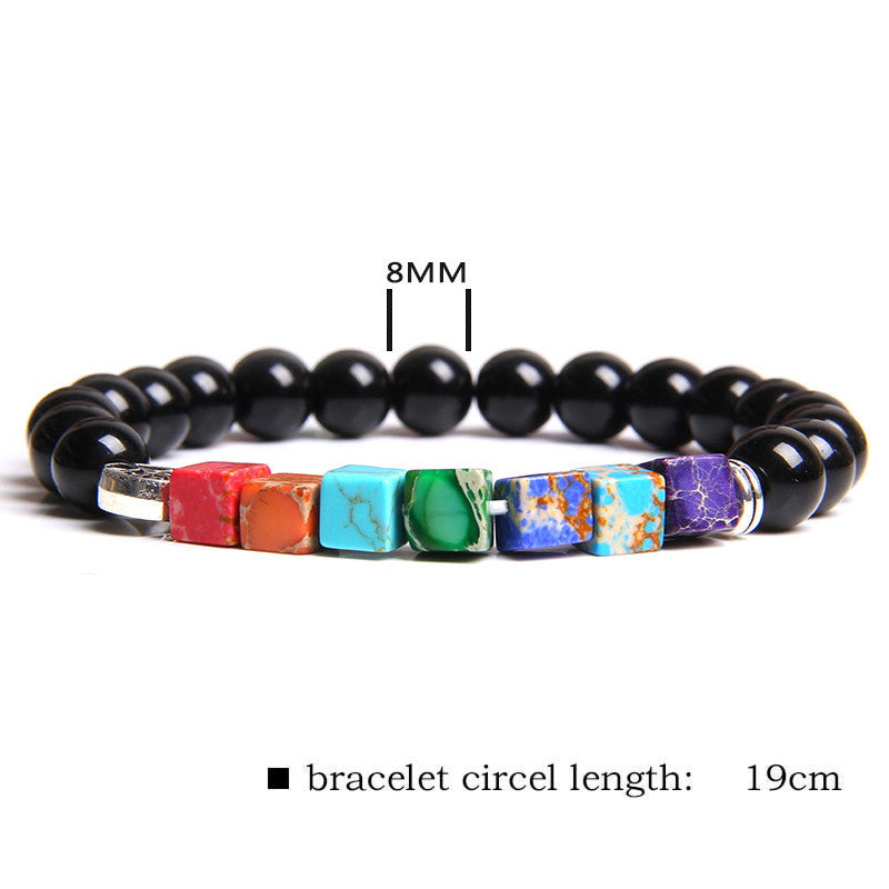 Natural Stone Bead Bracelet Men's Square Emperor Stone Charm Bracelet