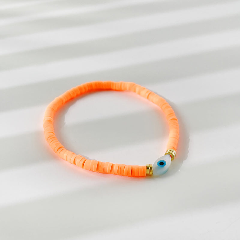 Rainbow Candy Clay Bead Eye Bead Bracelet