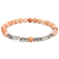 6mm Natural Agate Stone Bracelet With Lotus Charm