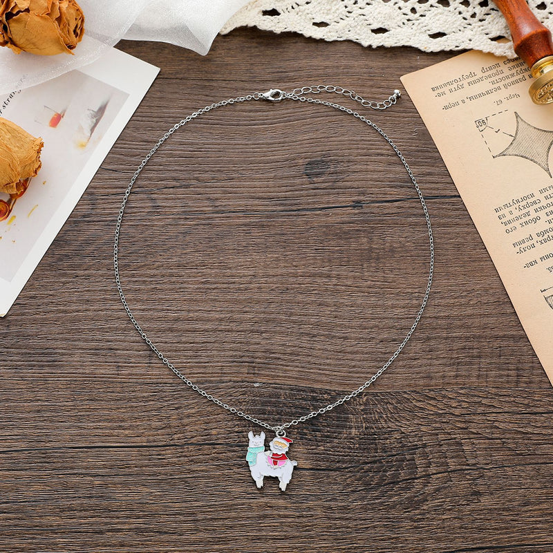 Christmas Alpaca Santa Dripping Oil Necklace