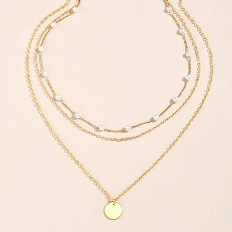 Ladies Pearl Clavicle Chain Double Layer Necklace