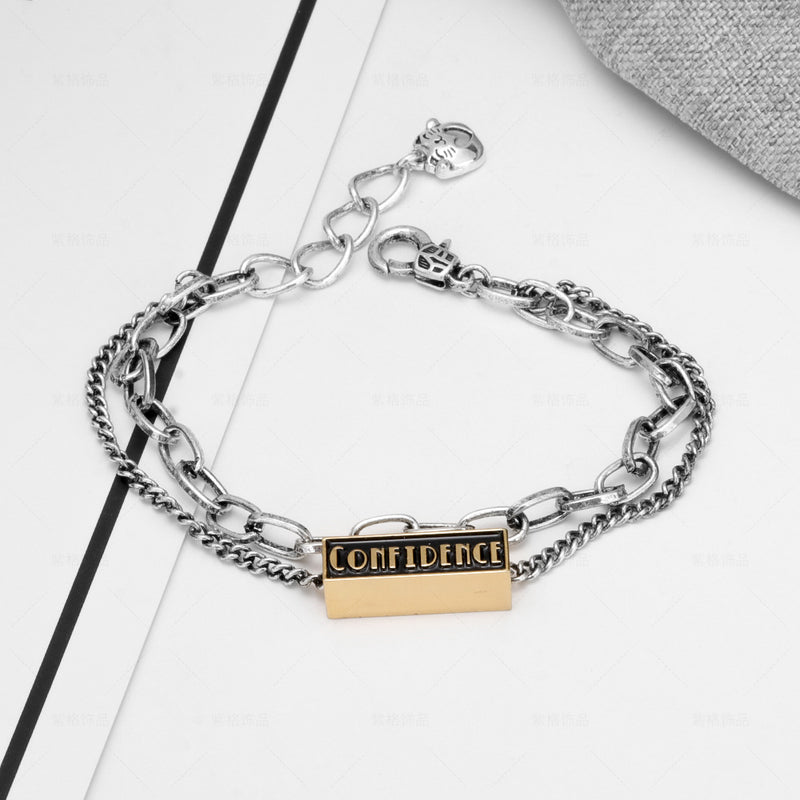 Alloy Bracelet Ins Niche Design National Tide Retro Couple Jewelry