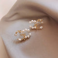 S925 Silver Needle Petal Pearl Earrings