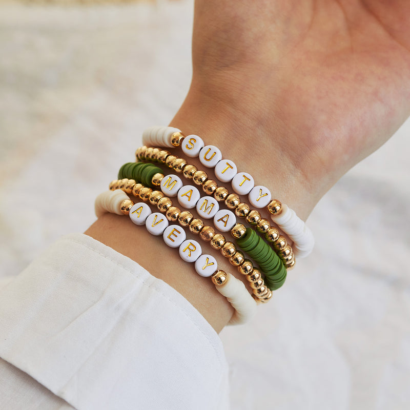 Women's Acrylic Round Bead Bracelet Set