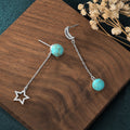 Women's Star Moon Asymmetric Inlaid Turquoise Earrings