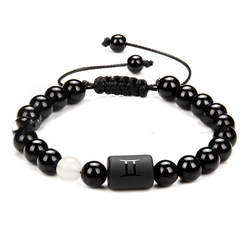 Twelve Constellation Bracelet Men's Black Agate