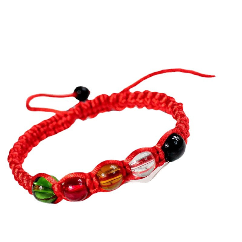 Color Rope Bracelet Five Color Glass