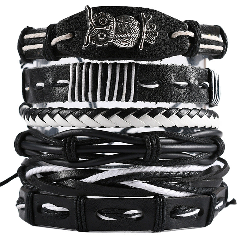 Vintage Men's Leather Bracelet European And American Woven Suit Carrying Strap