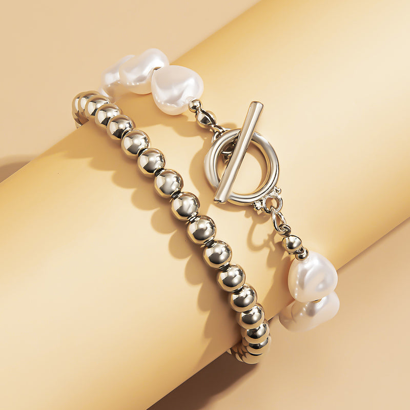 Imitation Temperament Corn Grain Pearl Bracelet Set