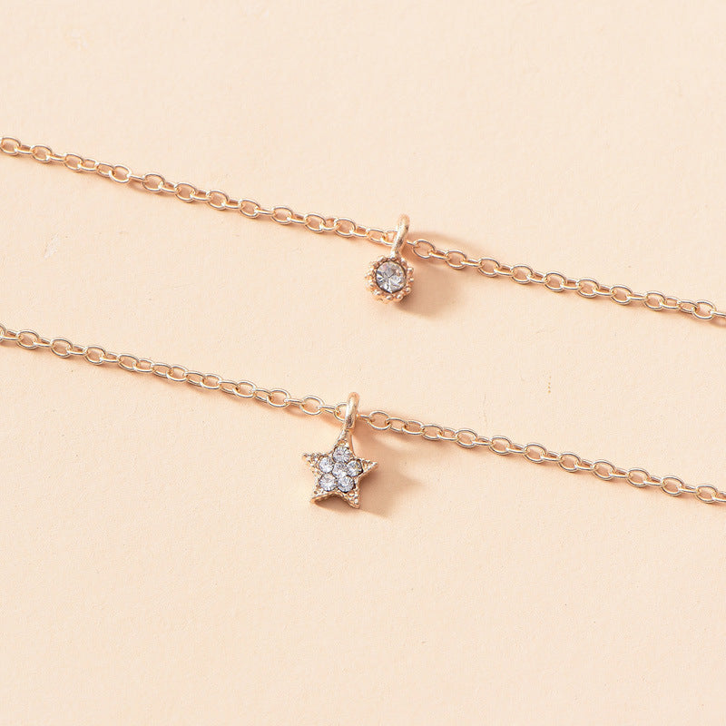 Multi-layer Necklace Simple Crystal Five-pointed Star Clavicle Chain Female