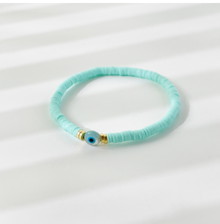 Rainbow Candy Clay Bead Eye Bead Bracelet
