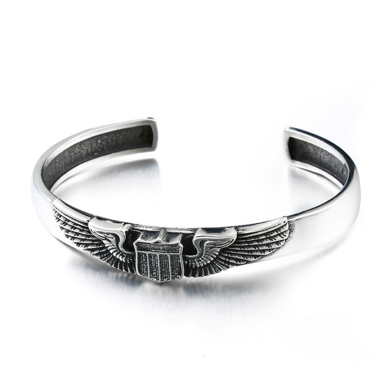 Titanium Steel World War II Air Force Flying Tigers Badge Bracelet