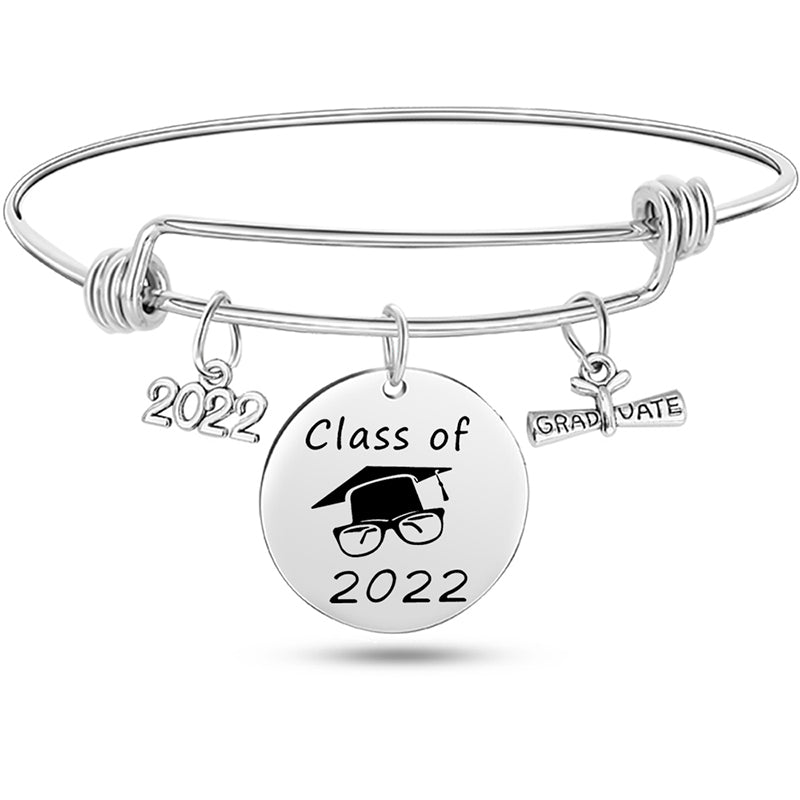 Graduate Diploma Charm Adjustable Bracelet Inspirational Graduation Bangle