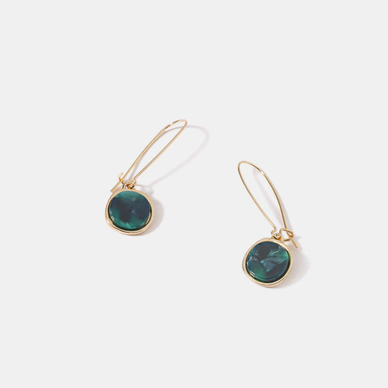 Small Temperament Earrings Acetate Emerald