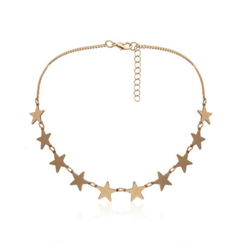 Vintage girly heart five-pointed star necklace