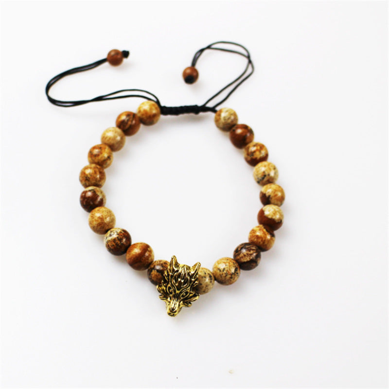 Lava Volcanic Stone Essential Oil Bracelet Leopard Head