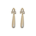 Silver Post Diamond Drop-Shaped Pearl Earrings