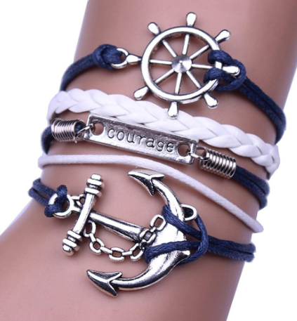 Vintage anchor, rudder, courage