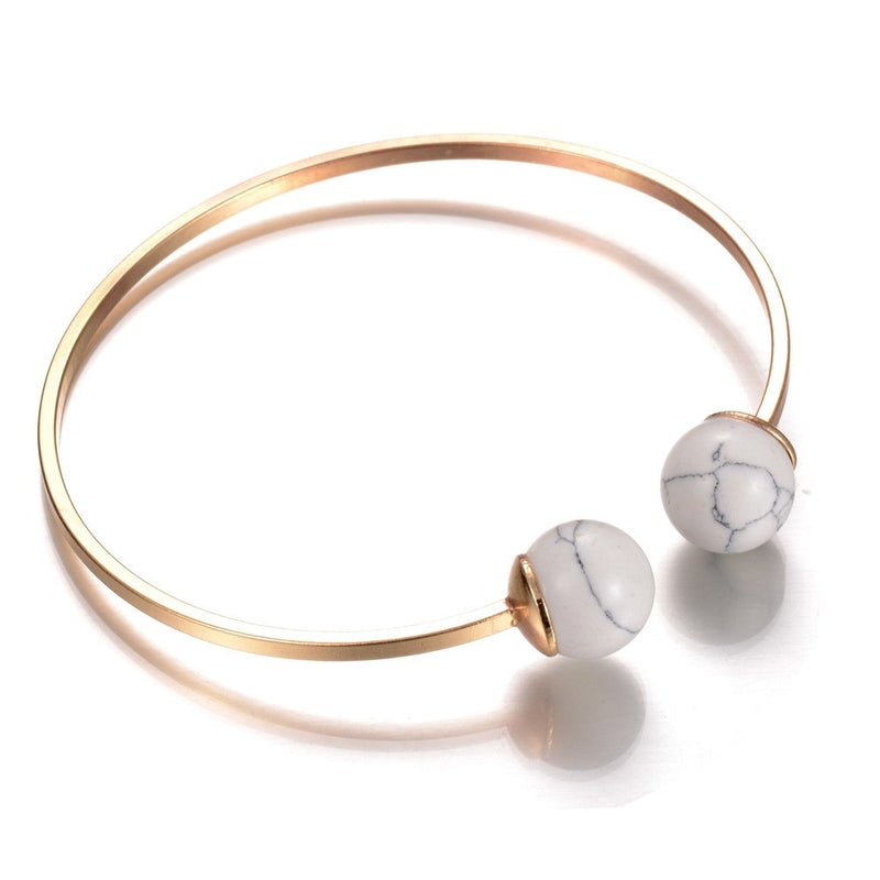 Marbled round bead bracelet