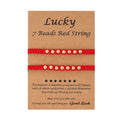 Lucky 7 Knot Golden Bead Red String Bracelet